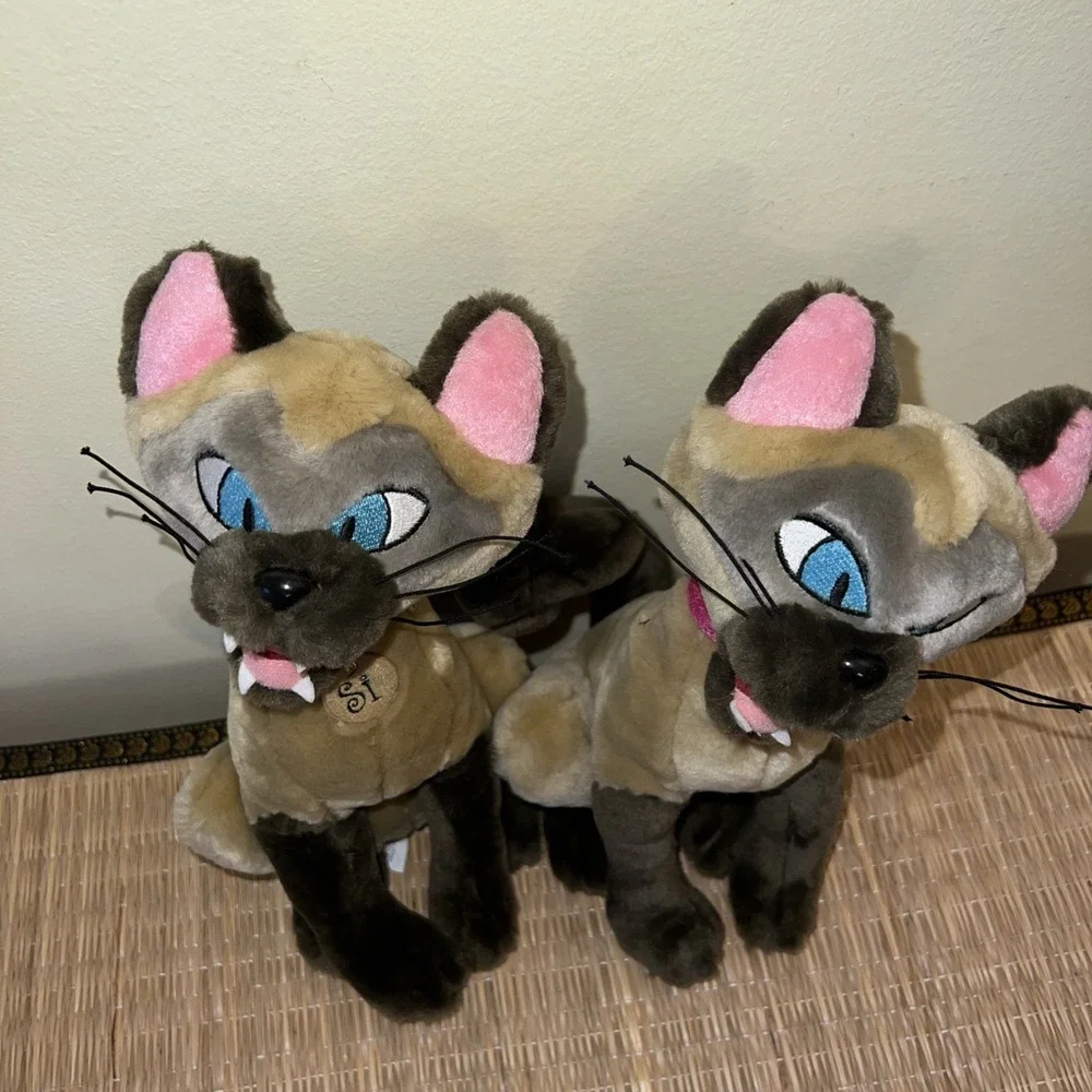 Disney Siamese Cats Si And Am Bean Bag Plush Set Lady & the Tramp Vintage 10